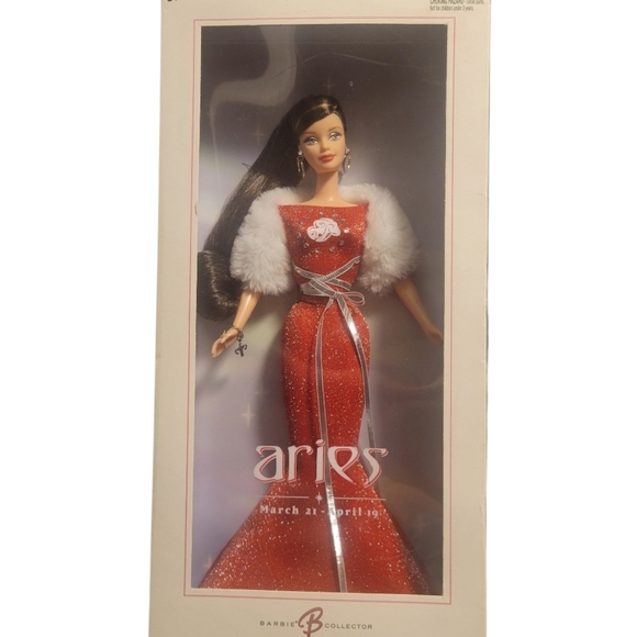 NIB 2004 Mattel Barbie Doll Aries Zodiac March 21 - April 19 Red Glitter Dress - Picture 13 of 14